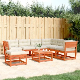 Garden furniture set 7 pieces with wax brown pine wood cushions by , Garden sets - Ref: Foro24-3216932, Price: 777,88 €, Disc...