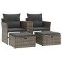 2 seater garden sofa with awning and gray PE rattan stools by , Outdoor sofas - Ref: Foro24-365804, Price: 344,73 €, Discount: %