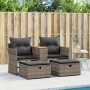 2 seater garden sofa with awning and gray PE rattan stools by , Outdoor sofas - Ref: Foro24-365804, Price: 344,73 €, Discount: %