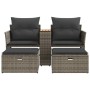 2 seater garden sofa with awning and gray PE rattan stools by , Outdoor sofas - Ref: Foro24-365804, Price: 344,73 €, Discount: %