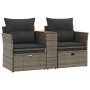 2 seater garden sofa with awning and gray PE rattan stools by , Outdoor sofas - Ref: Foro24-365804, Price: 344,73 €, Discount: %