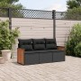 Gartensofa-Set mit Kissen, 3-teilig, schwarzes synthetisches Rattan von , Gartensets - Ref: Foro24-3259836, Preis: 224,99 €, ...