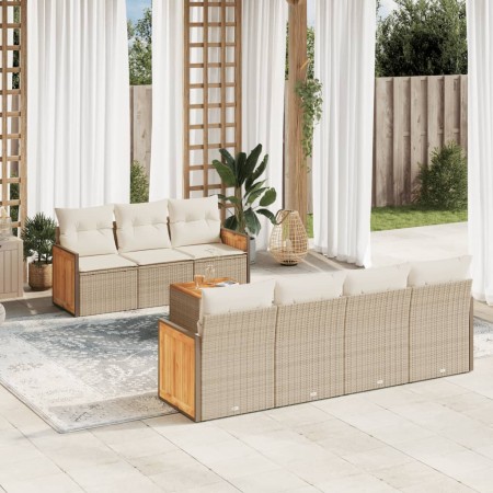 Gartensofa-Set mit beigen Kissen 8 Stück PE-Rattan von , Gartensets - Ref: Foro24-3259888, Preis: 639,10 €, Rabatt: %