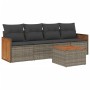 Gartensofa-Set mit Kissen, 5-teilig, graues synthetisches Rattan von , Gartensets - Ref: Foro24-3259862, Preis: 341,75 €, Rab...