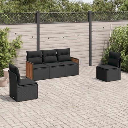 5-teiliges Gartenmöbel-Set und schwarze synthetische Rattankissen von , Gartensets - Ref: Foro24-3259927, Preis: 326,85 €, Ra...