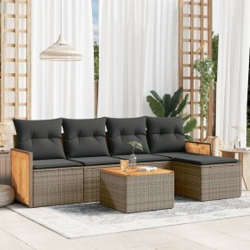 6-piece garden furniture set and gray synthetic rattan cushions by , Garden sets - Ref: Foro24-3260009, Price: 396,17 €, Disc...