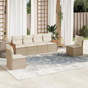 Garden sofa set with cushions 6 pieces beige synthetic rattan by , Garden sets - Ref: Foro24-3259944, Price: 441,96 €, Discou...