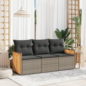 3-piece garden sofa set and gray synthetic rattan cushions by , Garden sets - Ref: Foro24-3259841, Price: 245,63 €, Discount: %