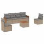 7-teiliges Gartensofa-Set und beige synthetische Rattankissen von , Gartensets - Ref: Foro24-3259952, Preis: 470,42 €, Rabatt: %