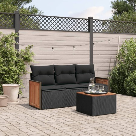 4-piece garden sofa set with black synthetic rattan cushions by , Garden sets - Ref: Foro24-3259843, Price: 264,93 €, Discoun...