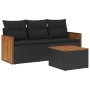 4-piece garden sofa set with black synthetic rattan cushions by , Garden sets - Ref: Foro24-3259843, Price: 264,93 €, Discoun...