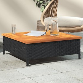 Mesa de jardín ratán y madera de acacia negro 70x70x25 cm de , Mesas de jardín - Ref: Foro24-3281629, Precio: 74,96 €, Descue...