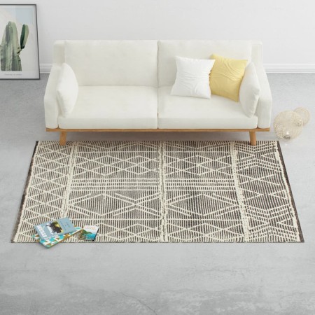 Alfombra tejida a mano de lana negro/blanco 140x200 cm de vidaXL, Alfombras - Ref: Foro24-284378, Precio: 105,98 €, Descuento: %