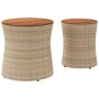 Garden side tables 2 pieces beige rattan wooden surface by , Garden tables - Ref: Foro24-366290, Price: 158,36 €, Discount: %