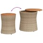 Garden side tables 2 pieces beige rattan wooden surface by , Garden tables - Ref: Foro24-366290, Price: 158,36 €, Discount: %