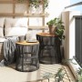 Garden side tables 2 pieces gray rattan wooden surface by , Garden tables - Ref: Foro24-366292, Price: 193,27 €, Discount: %