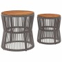 Garden side tables 2 pieces gray rattan wooden surface by , Garden tables - Ref: Foro24-366292, Price: 193,27 €, Discount: %