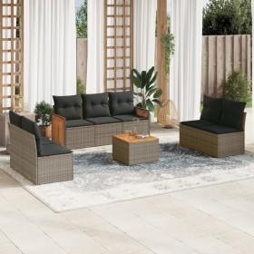 8-teiliges Gartensofa-Set und graue synthetische Rattankissen von , Gartensets - Ref: Foro24-3259967, Preis: 496,41 €, Rabatt: %