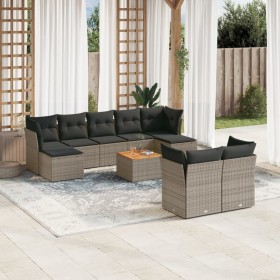 Set de sofás de jardín 10 pzas con cojines ratán sintético gris de , Conjuntos de jardín - Ref: Foro24-3223876, Precio: 597,9...