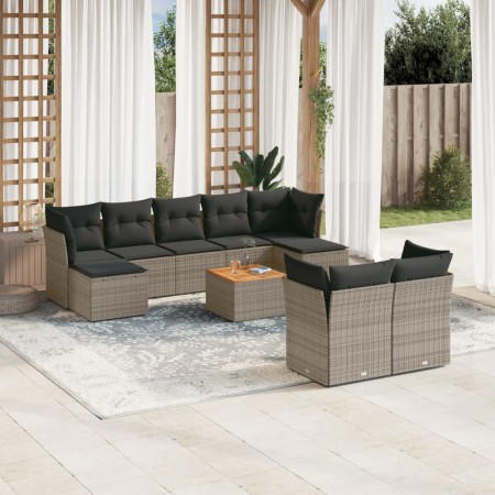 10-piece garden sofa set with gray synthetic rattan cushions by , Garden sets - Ref: Foro24-3223876, Price: 629,94 €, Discoun...