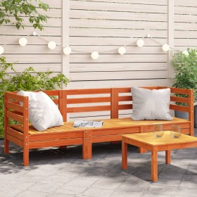 3 seater garden sofa solid wax brown pine wood by , Modular outdoor sofas - Ref: Foro24-838030, Price: 131,99 €, Discount: %