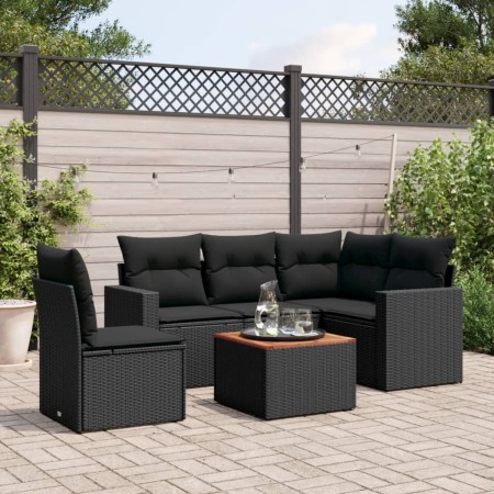 6-piece garden sofa set and black synthetic rattan cushions by , Garden sets - Ref: Foro24-3224123, Price: 366,09 €, Discount: %