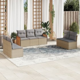 7-piece garden sofa set and beige synthetic rattan cushions by , Garden sets - Ref: Foro24-3259959, Price: 466,18 €, Discount: %