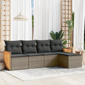 Gartensofa-Set mit Kissen, 5-teilig, graues synthetisches Rattan von , Gartensets - Ref: Foro24-3260002, Preis: 338,99 €, Rab...