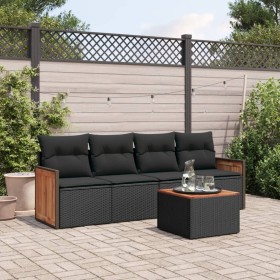 5-teiliges Gartenmöbel-Set und schwarze synthetische Rattankissen von , Gartensets - Ref: Foro24-3259857, Preis: 322,89 €, Ra...