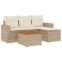 Garden sofa set with cushions 5 pieces beige synthetic rattan by , Garden sets - Ref: Foro24-3224091, Price: 362,67 €, Discou...