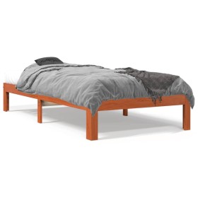 Estructura de cama madera maciza de pino marrón cera 90x200 cm de , Camas y somieres - Ref: Foro24-844168, Precio: 85,99 €, D...