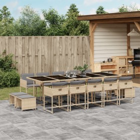 Garten-Essgruppe mit Kissen, 15-teilig, beiges synthetisches Rattan von , Gartensets - Ref: Foro24-3211356, Preis: 844,99 €, ...