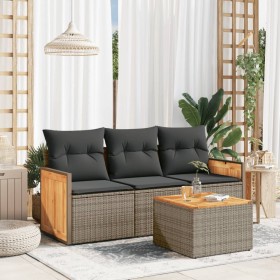 4-teiliges Gartensofa-Set und graue synthetische Rattankissen von , Gartensets - Ref: Foro24-3259848, Preis: 291,10 €, Rabatt: %