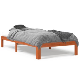 Estructura de cama madera maciza de pino marrón cera 75x190 cm de , Camas y somieres - Ref: Foro24-844163, Precio: 80,36 €, D...