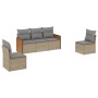 Gartensofa-Set mit Kissen, 5-teilig, beiges synthetisches Rattan von , Gartensets - Ref: Foro24-3259931, Preis: 364,03 €, Rab...