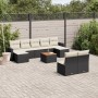 Gartensofa-Set 10-teilig mit schwarzen synthetischen Rattankissen von , Modulare Sofas für den Außenbereich - Ref: Foro24-322...