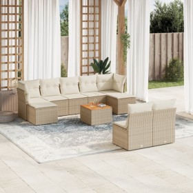 Gartensofa-Set mit beigen Kissen, 10-teilig, synthetisches Rattan von , Gartensets - Ref: Foro24-3223860, Preis: 665,99 €, Ra...