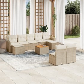 Gartensofa-Set mit beigen Kissen, 10-teilig, synthetisches Rattan von , Modulare Sofas für den Außenbereich - Ref: Foro24-322...