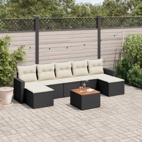 8-teiliges Gartensofa-Set und schwarze synthetische Rattankissen von , Modulare Sofas für den Außenbereich - Ref: Foro24-3224...