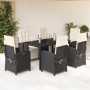 7-teiliges Garten-Essset und schwarze Kissen aus synthetischem Rattan von , Gartensets - Ref: Foro24-3212453, Preis: 990,86 €...