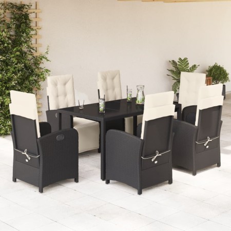 Set de comedor de jardín 7 pzas y cojines ratán sintético negro de , Conjuntos de jardín - Ref: Foro24-3212453, Precio: 990,8...