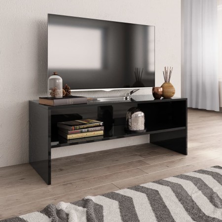 Mueble de TV madera contrachapada negro brillante 100x40x40 cm de vidaXL, Muebles TV - Ref: Foro24-800052, Precio: 48,99 €, D...