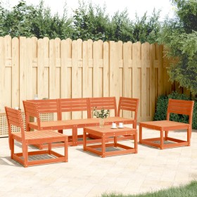 Garden sofa set 5 pieces solid pine wood wax brown by , Garden sets - Ref: Foro24-3216972, Price: 445,73 €, Discount: %