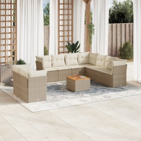 Gartensofa-Set mit beigen Kissen, 10-teilig, synthetisches Rattan von , Gartensets - Ref: Foro24-3223713, Preis: 813,23 €, Ra...