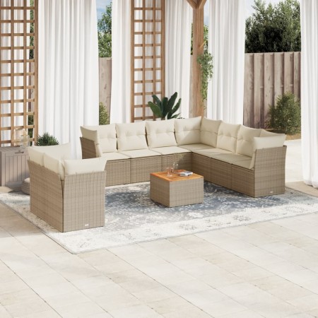 Garden sofa set with beige cushions 10 pieces synthetic rattan by , Garden sets - Ref: Foro24-3223713, Price: 808,10 €, Disco...