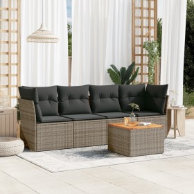 Gartensofa-Set mit Kissen, 5-teilig, graues synthetisches Rattan von , Gartensets - Ref: Foro24-3255808, Preis: 287,99 €, Rab...