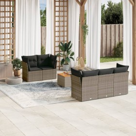 6-piece garden furniture set and gray synthetic rattan cushions by , Garden sets - Ref: Foro24-3255815, Price: 375,99 €, Disc...