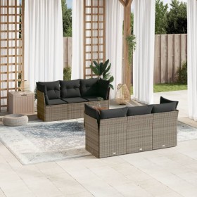 7-piece garden sofa set with gray PE rattan cushions by , Garden sets - Ref: Foro24-3255822, Price: 427,99 €, Discount: %