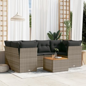 7-teiliges Gartensofa-Set mit grauen PE-Rattan-Kissen von , Gartensets - Ref: Foro24-3255829, Preis: 451,17 €, Rabatt: %