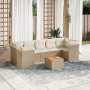 8-teiliges Set aus beigem Synthetik-Rattan-Gartensofa und Kissen von , Gartensets - Ref: Foro24-3255841, Preis: 554,01 €, Rab...